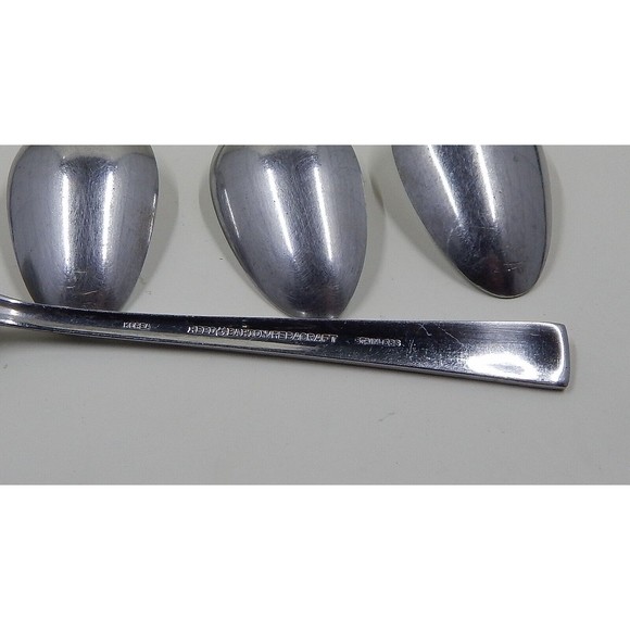 Reed And Barton Rebacraft Teaspoons Crest Pattern Stainless Korea Set of 4 - Picture 9 of 10